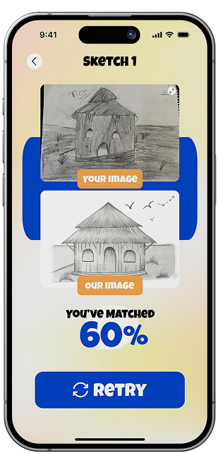 Young Sketch AI result screen showing a matched drawing