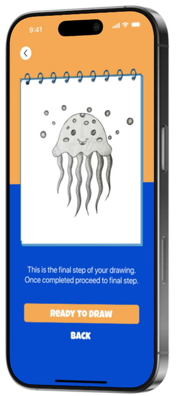 Step 1: Get an Image – The app provides a drawing challenge.
