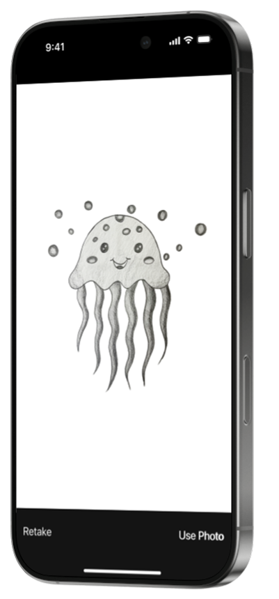 Step 3: Capture & Upload – Take a photo of your drawing and upload it.